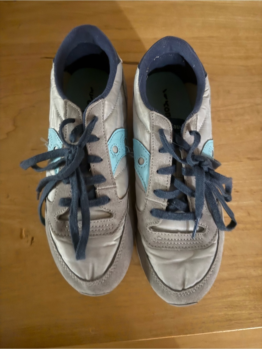Saucony Gray and Light Blue Kids Lace-Up Sneakers